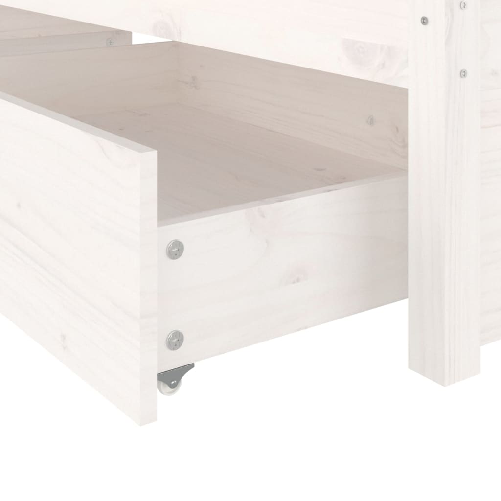 Bed Frame With Drawers White 180X200 Cm Super King Size