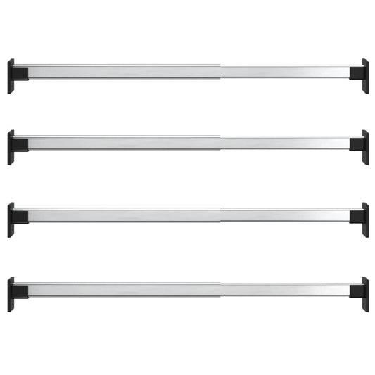 Telescopic Wardrobe Rails 4 Pcs Silver 58-100 Cm | Adjustable | Aluminium | 4 Rails | 58-100cm