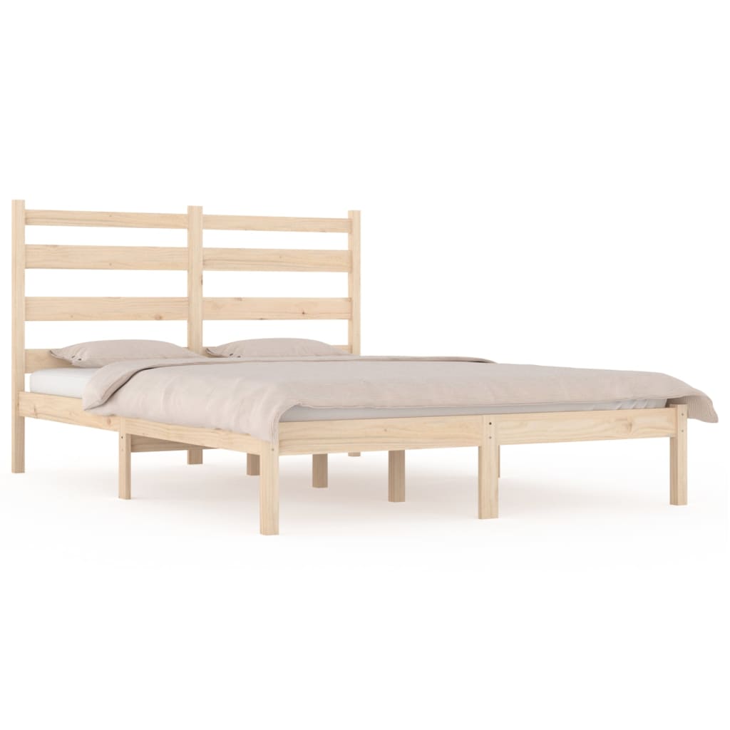 3103628 Bed Frame Without Mattress Solid Wood 140X190 Cm (809997+818420)