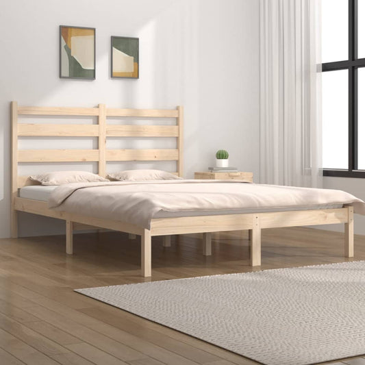 3103628 Bed Frame Without Mattress Solid Wood 140X190 Cm (809997+818420)