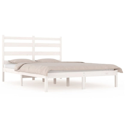 3103629 Bed Frame Without Mattress White Solid Wood 140X190 Cm (809998+818421)