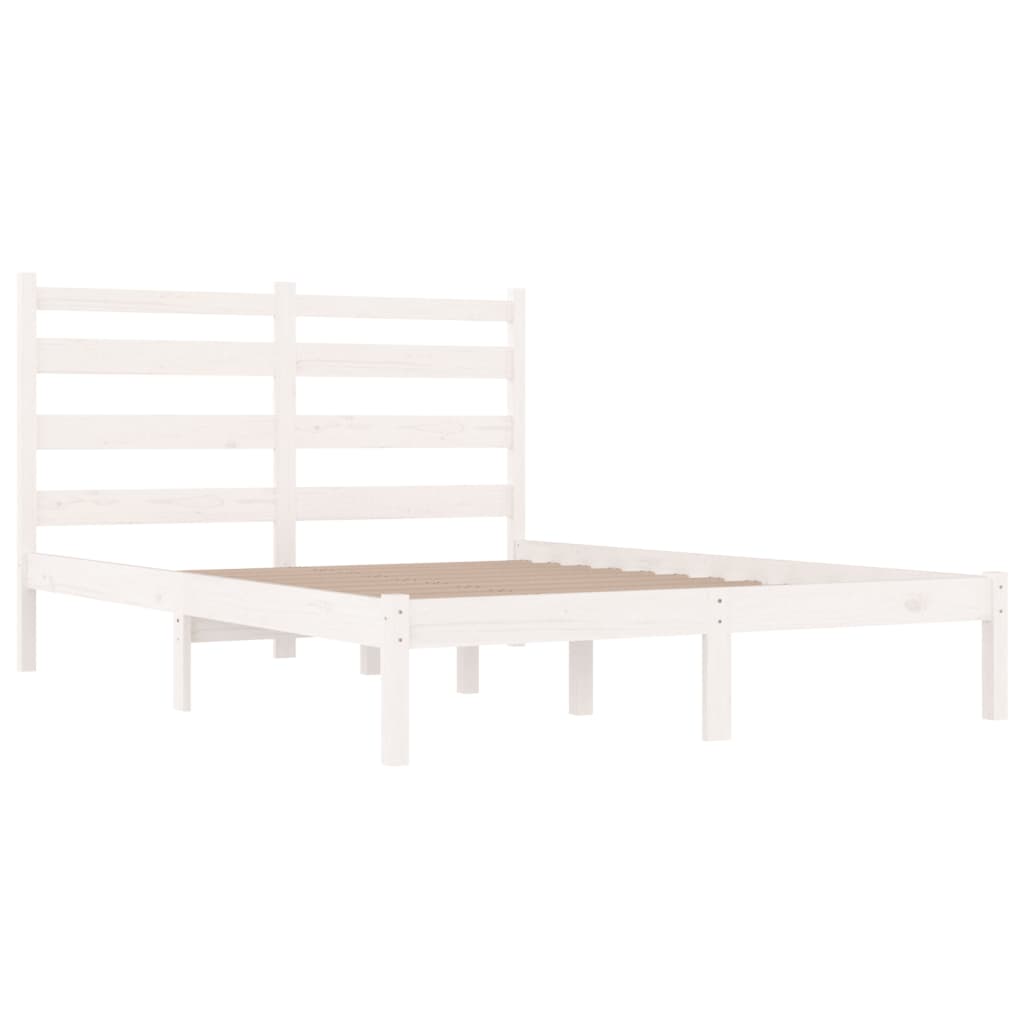 3103629 Bed Frame Without Mattress White Solid Wood 140X190 Cm (809998+818421)