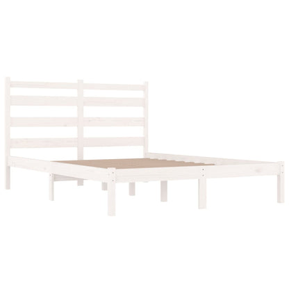 3103629 Bed Frame Without Mattress White Solid Wood 140X190 Cm (809998+818421)