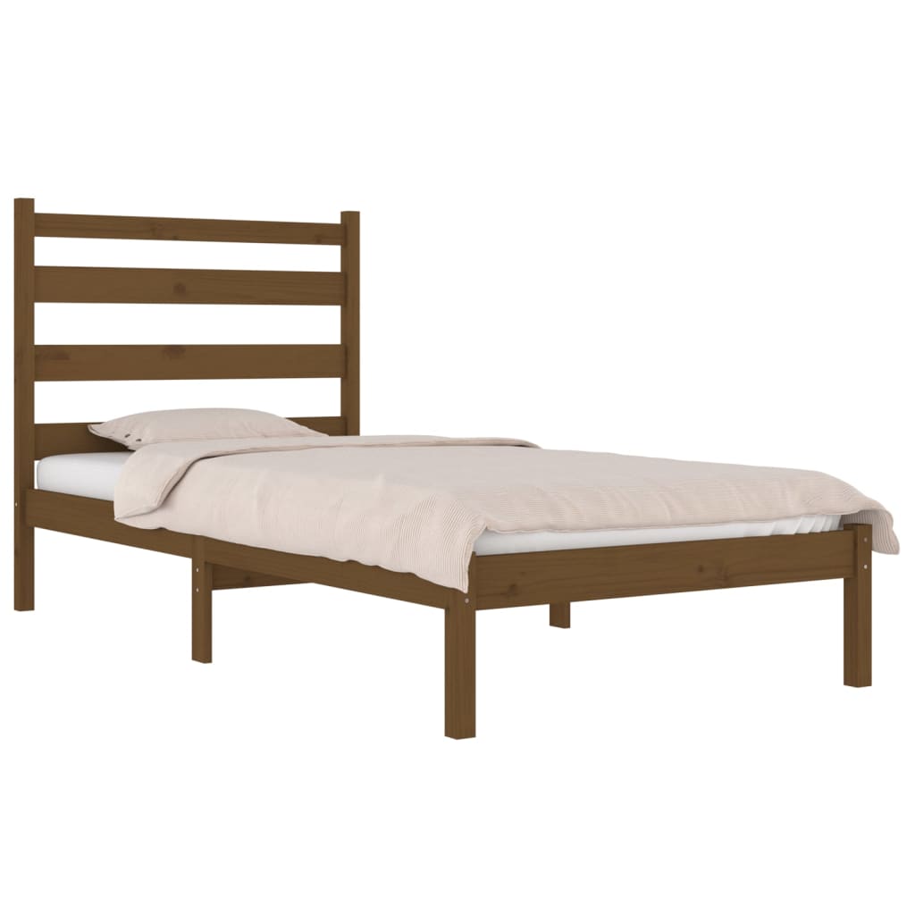 3103641 Bed Frame Without Mattress Honey Brown Solid Wood 100X200 Cm (810010+818408)