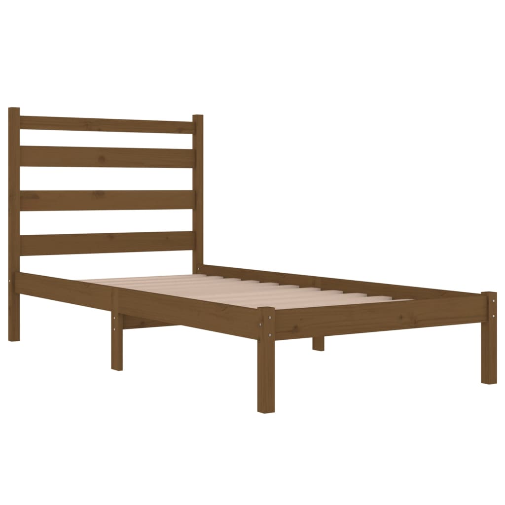 3103641 Bed Frame Without Mattress Honey Brown Solid Wood 100X200 Cm (810010+818408)