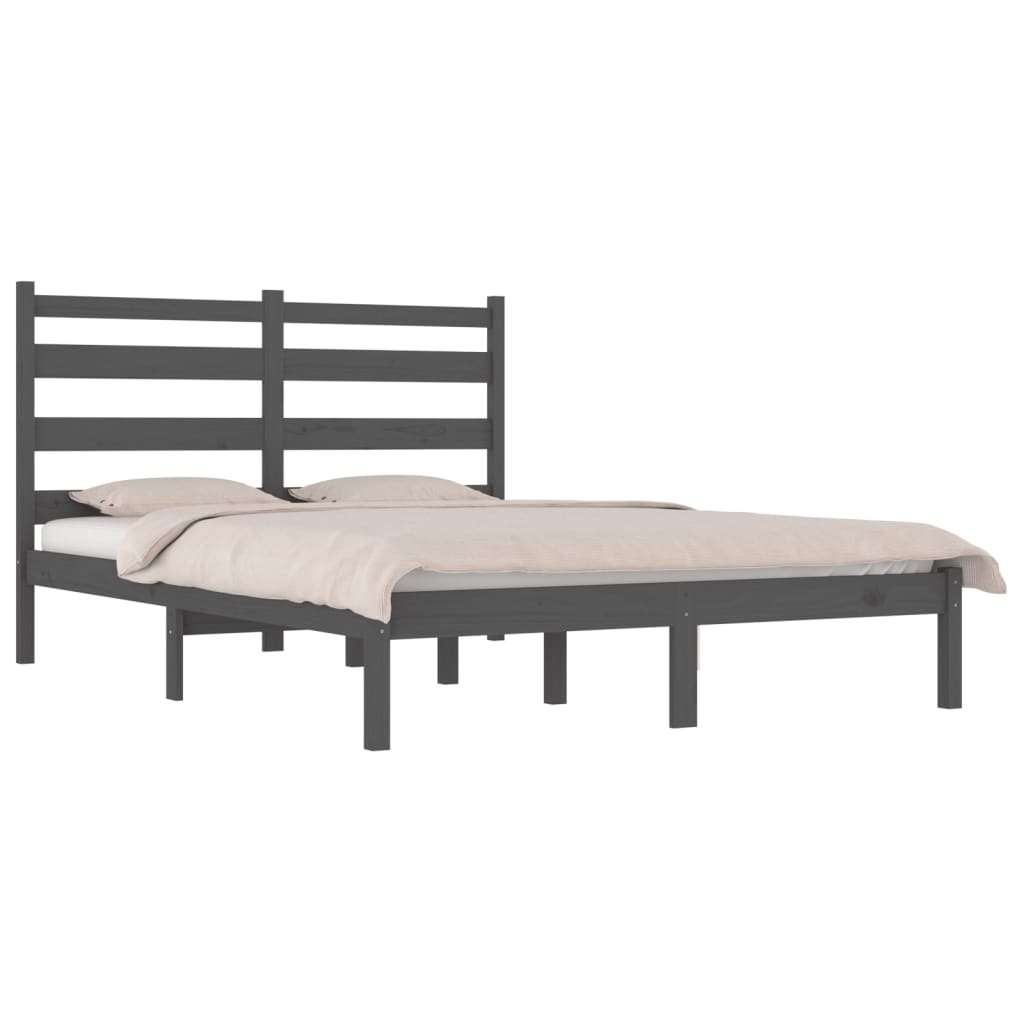 3103645 Bed Frame Without Mattress Grey Solid Wood 120X200 Cm (810014+818412)