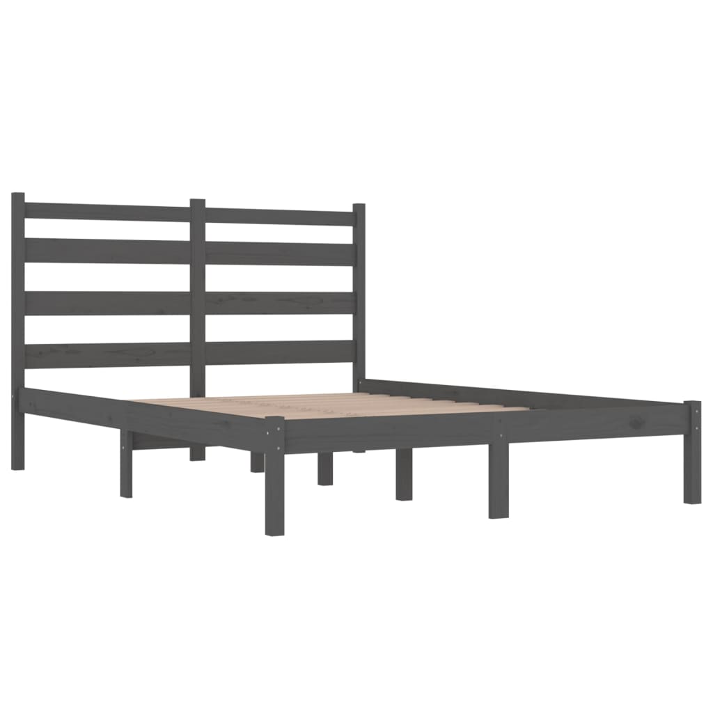 3103645 Bed Frame Without Mattress Grey Solid Wood 120X200 Cm (810014+818412)