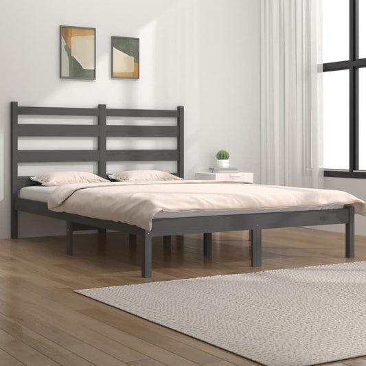 3103645 Bed Frame Without Mattress Grey Solid Wood 120X200 Cm (810014+818412)