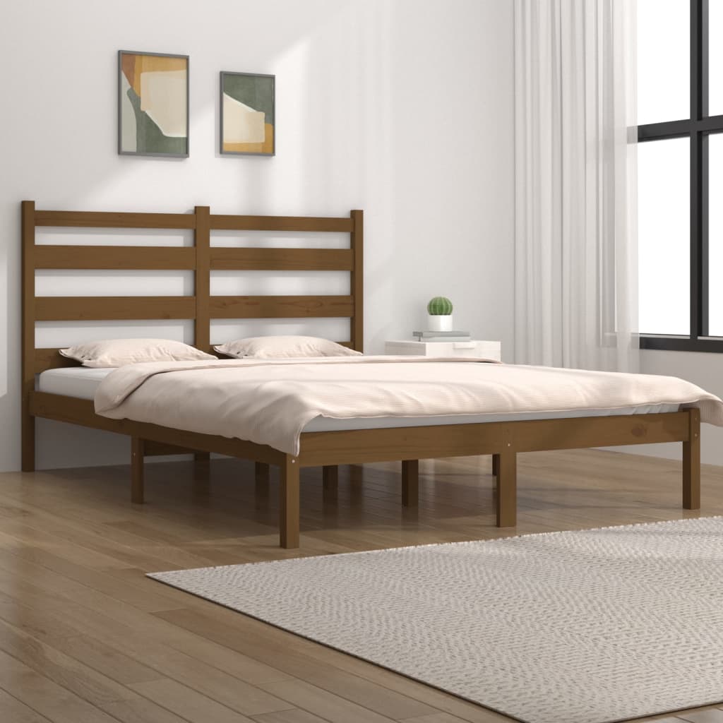 3103646 Bed Frame Without Mattress Honey Brown Solid Wood 120X200 Cm (810015+818413)