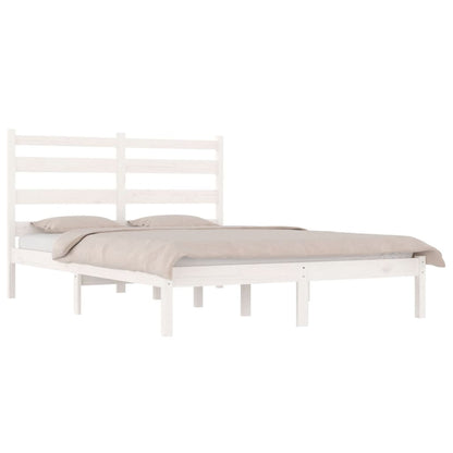 3103649 Bed Frame Without Mattress White Solid Wood 140X200 Cm (810018+818421)