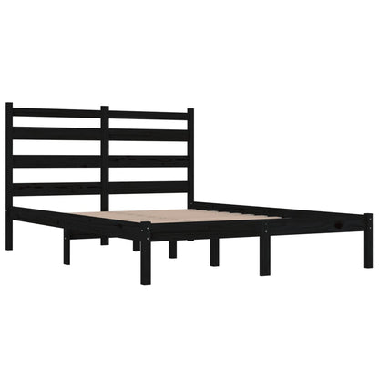 3103652 Bed Frame Without Mattress Black Solid Wood 140X200 Cm (810021+818424)