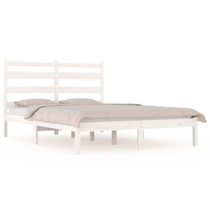 3103669 Bed Frame Without Mattress White Solid Wood 200X200 Cm (810038+818441)