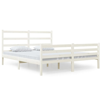 Bed Frame Without Mattress Solid Wood Pine 140X190 Cm White