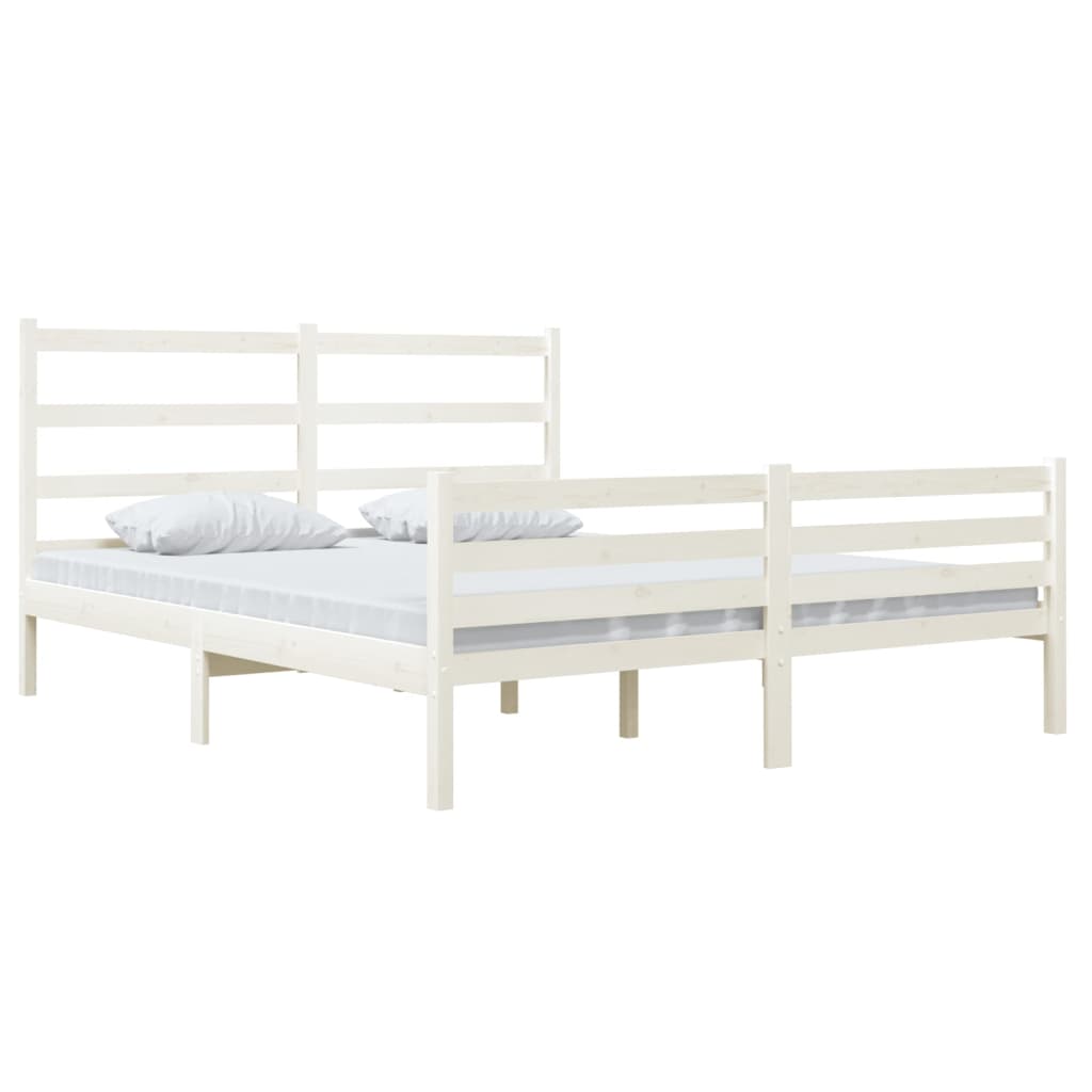 Bed Frame Without Mattress Solid Wood Pine 140X190 Cm White