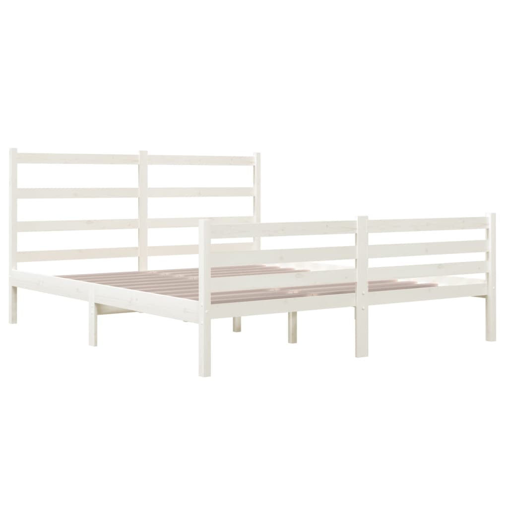 Bed Frame Without Mattress Solid Wood Pine 140X190 Cm White