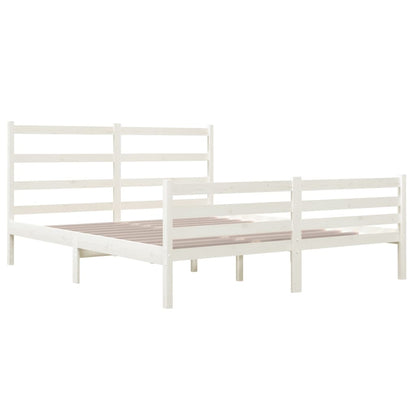 Bed Frame Without Mattress Solid Wood Pine 140X190 Cm White