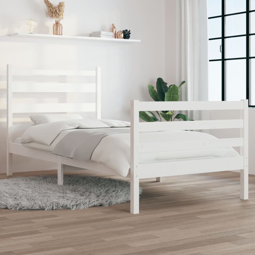 Bed Frame Without Mattress Solid Wood Pine 100X200 Cm White