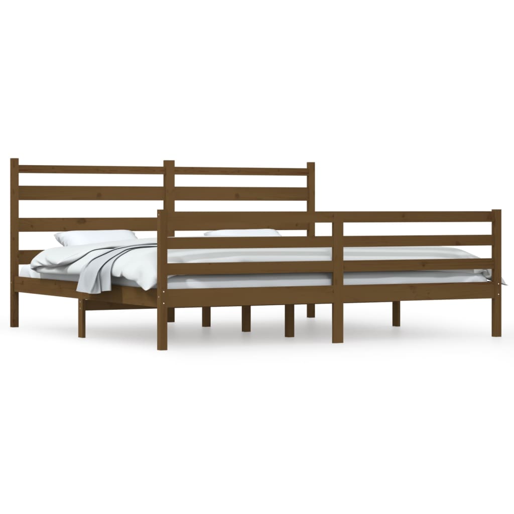 Bed Frame Without Mattress Solid Wood Pine 200X200 Cm Honey Brown