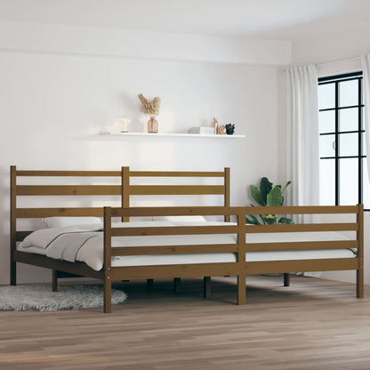 Bed Frame Without Mattress Solid Wood Pine 200X200 Cm Honey Brown