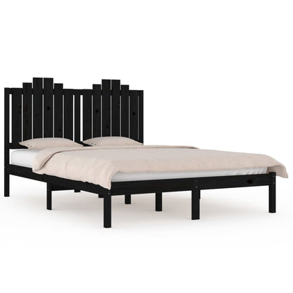 3103762 Bed Frame Without Mattress Black Solid Wood 140X190 Cm (810001+818474)