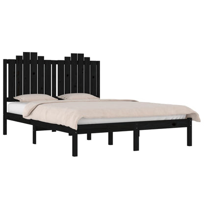 3103762 Bed Frame Without Mattress Black Solid Wood 140X190 Cm (810001+818474)