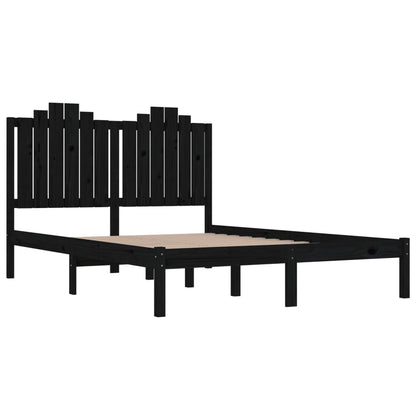 3103762 Bed Frame Without Mattress Black Solid Wood 140X190 Cm (810001+818474)