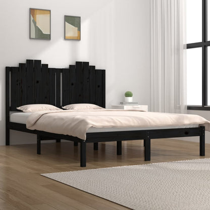 3103762 Bed Frame Without Mattress Black Solid Wood 140X190 Cm (810001+818474)