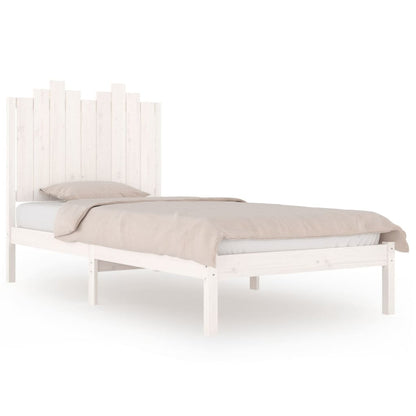 3103769 Bed Frame Without Mattress White Solid Wood 100X200 Cm (810008+818456)