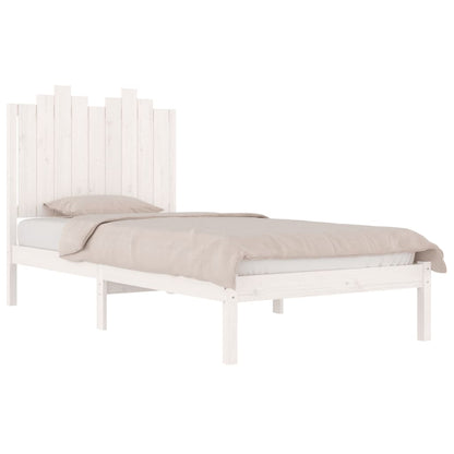 3103769 Bed Frame Without Mattress White Solid Wood 100X200 Cm (810008+818456)