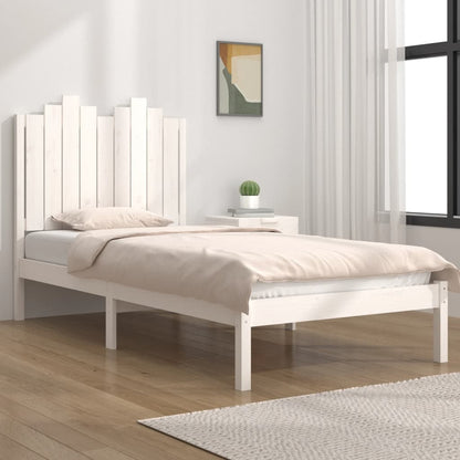 3103769 Bed Frame Without Mattress White Solid Wood 100X200 Cm (810008+818456)