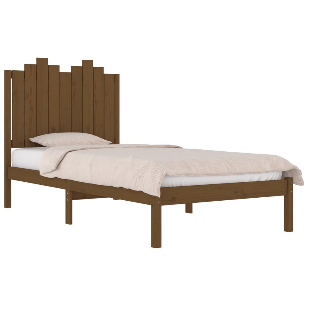 3103771 Bed Frame Without Mattress Honey Brown Solid Wood 100X200 Cm (810010+818458)