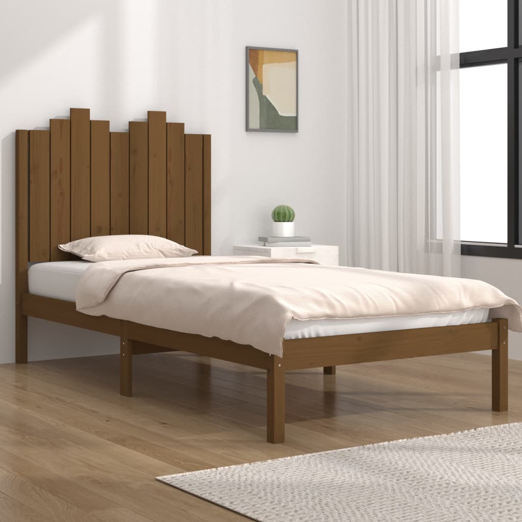 3103771 Bed Frame Without Mattress Honey Brown Solid Wood 100X200 Cm (810010+818458)