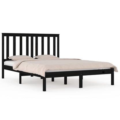 3103847 Bed Frame Without Mattress Black Solid Wood 140X200 Cm (810021+818524)