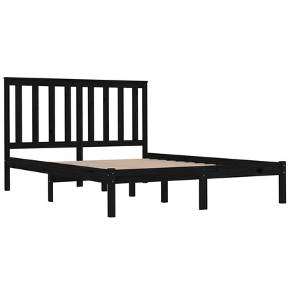 3103847 Bed Frame Without Mattress Black Solid Wood 140X200 Cm (810021+818524)