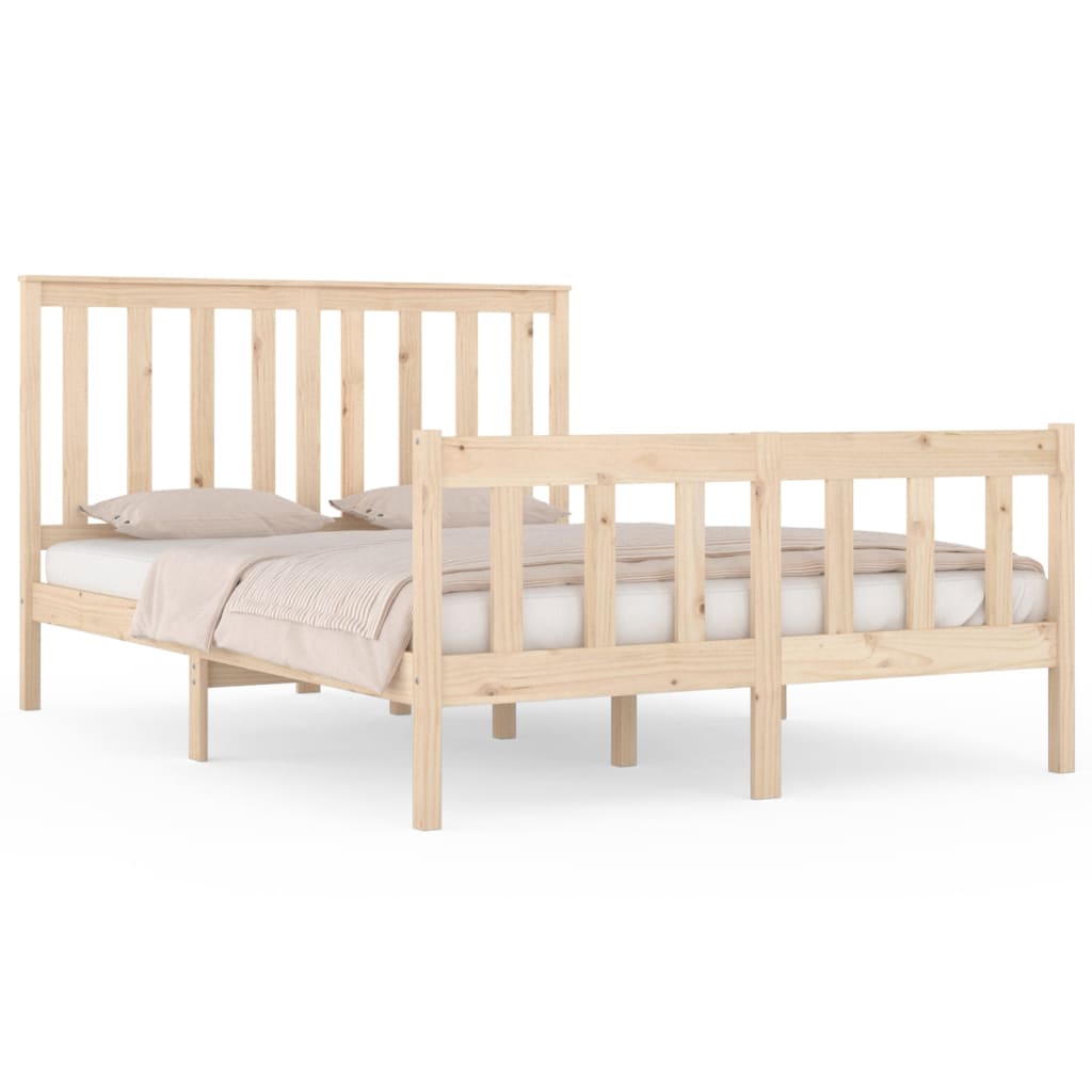 3103888 Bed Frame Without Mattress Solid Wood 140X190 Cm (810062+818520)