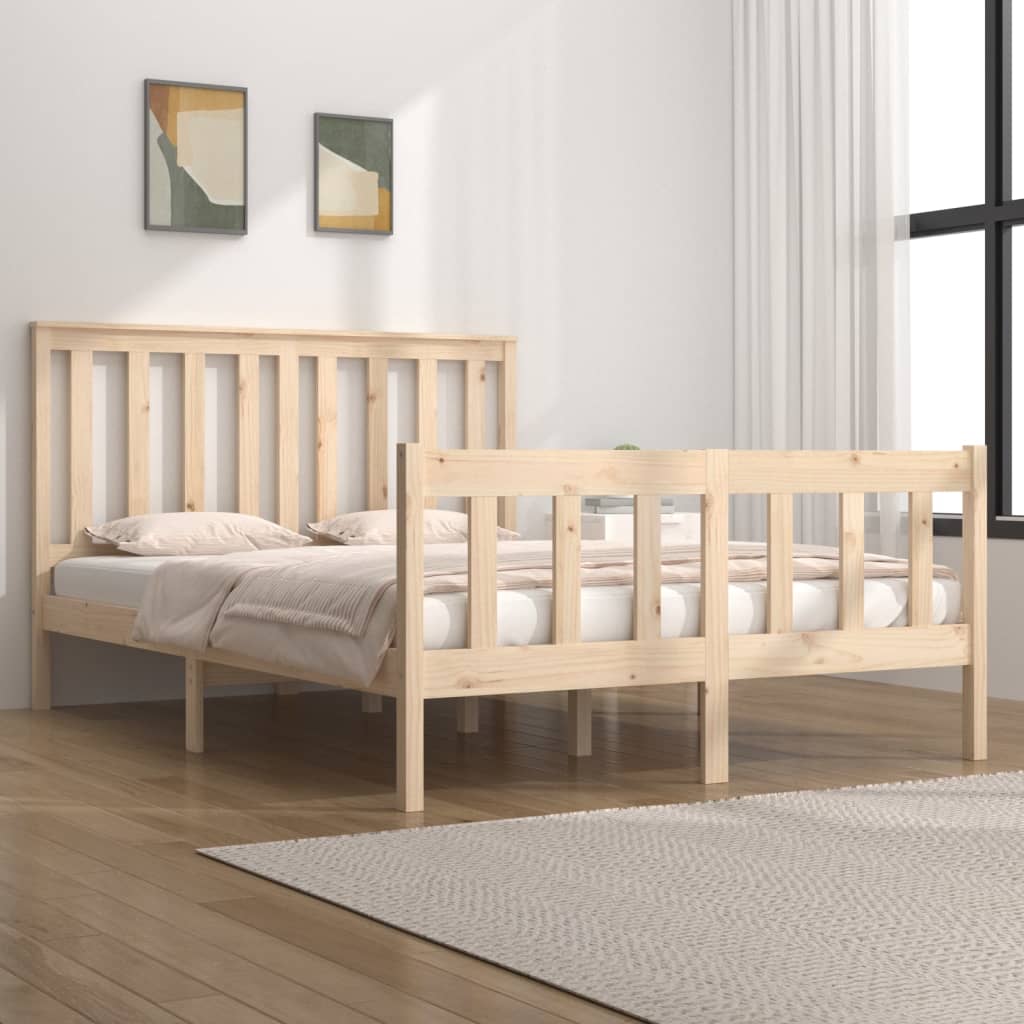 3103888 Bed Frame Without Mattress Solid Wood 140X190 Cm (810062+818520)