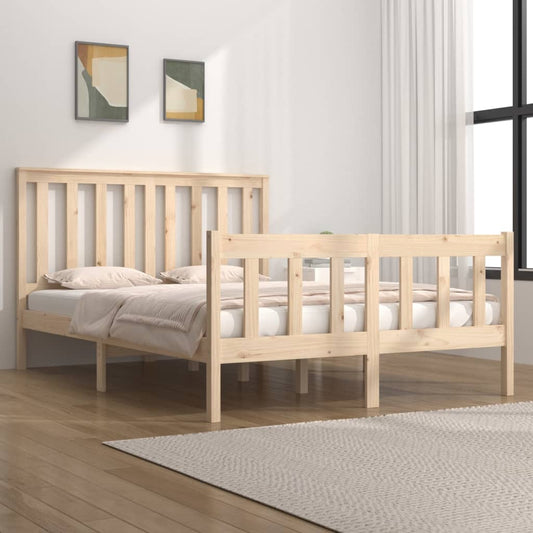 3103888 Bed Frame Without Mattress Solid Wood 140X190 Cm (810062+818520)