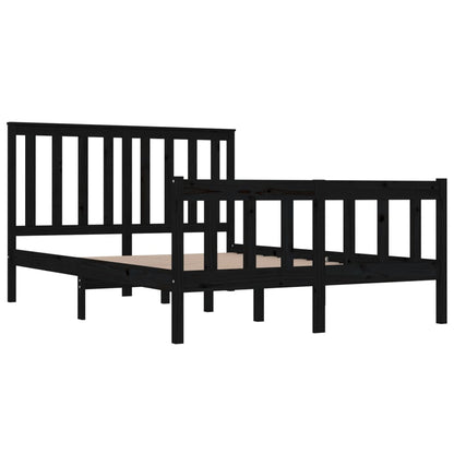 3103892 Bed Frame Without Mattress Black Solid Wood 140X190 Cm (810066+818524)