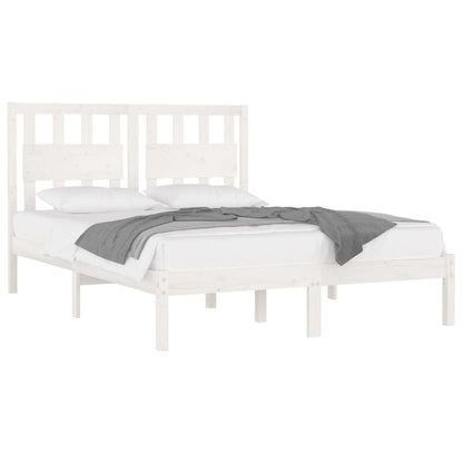 3103914 Bed Frame Without Mattress White Solid Wood 140X190 Cm (809998+818571)