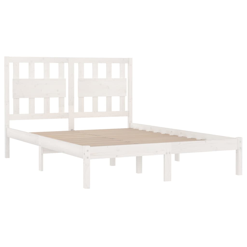 3103914 Bed Frame Without Mattress White Solid Wood 140X190 Cm (809998+818571)