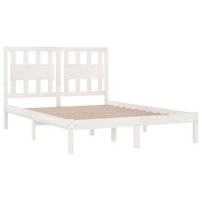 3103914 Bed Frame Without Mattress White Solid Wood 140X190 Cm (809998+818571)