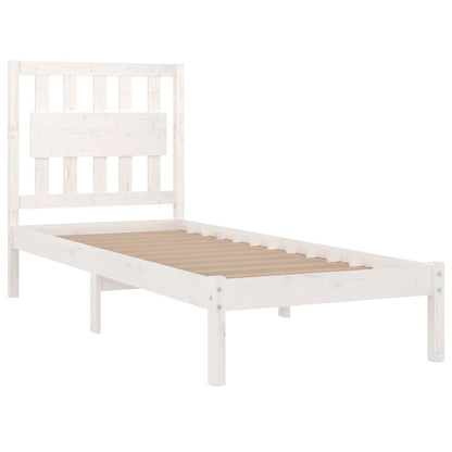 3103919 Bed Frame Without Mattress White Solid Wood 90X200 Cm (810003+818551)