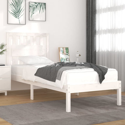 3103919 Bed Frame Without Mattress White Solid Wood 90X200 Cm (810003+818551)