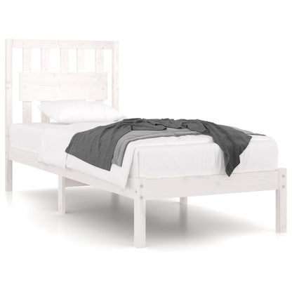 3103924 Bed Frame Without Mattress White Solid Wood 100X200 Cm (810008+818556)