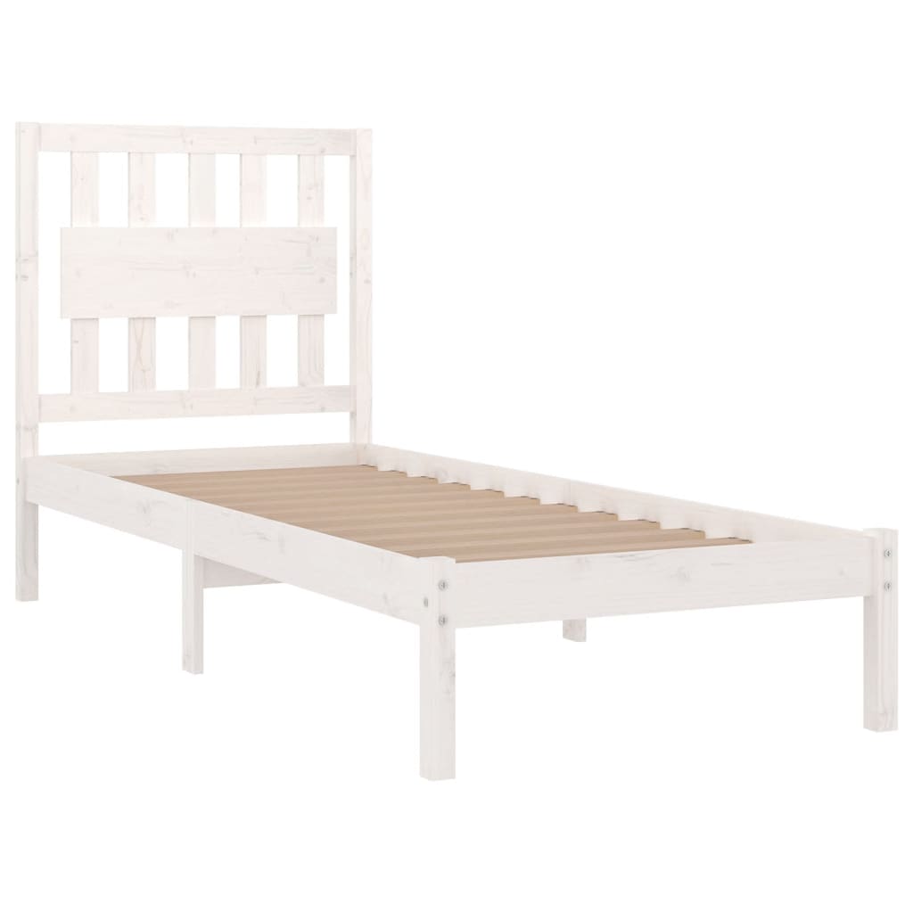 3103924 Bed Frame Without Mattress White Solid Wood 100X200 Cm (810008+818556)