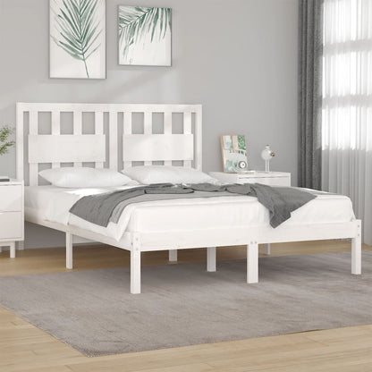 3103944 Bed Frame Without Mattress White Solid Wood Pine 160X200 Cm (810028+818581)