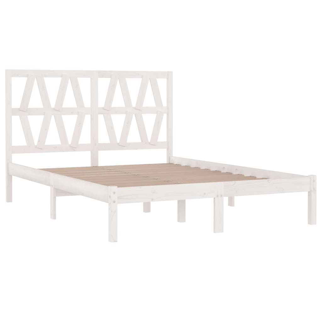 3103979 Bed Frame Without Mattress White Solid Wood 140X190 Cm (809998+818621)