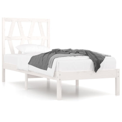 3103984 Bed Frame Without Mattress White Solid Wood 90X200 Cm (810003+818601)