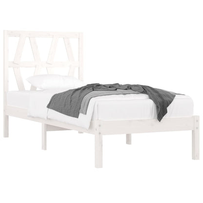 3103984 Bed Frame Without Mattress White Solid Wood 90X200 Cm (810003+818601)