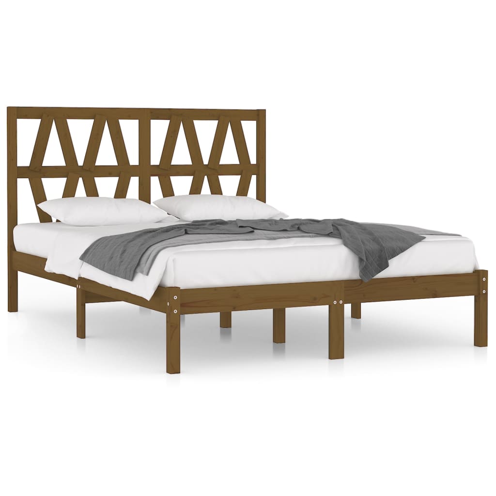 3103996 Bed Frame Without Mattress Honey Brown Solid Wood 120X200 Cm (810015+818613)